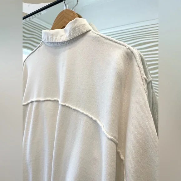 Free People oversized white cotton button down sweater high low free size - Picture 6 of 9